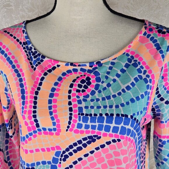 Lilly Pulitzer Size Med Multicolor Dot A-Line Casual Dress Fish Seashell Pattern - Picture 3 of 12